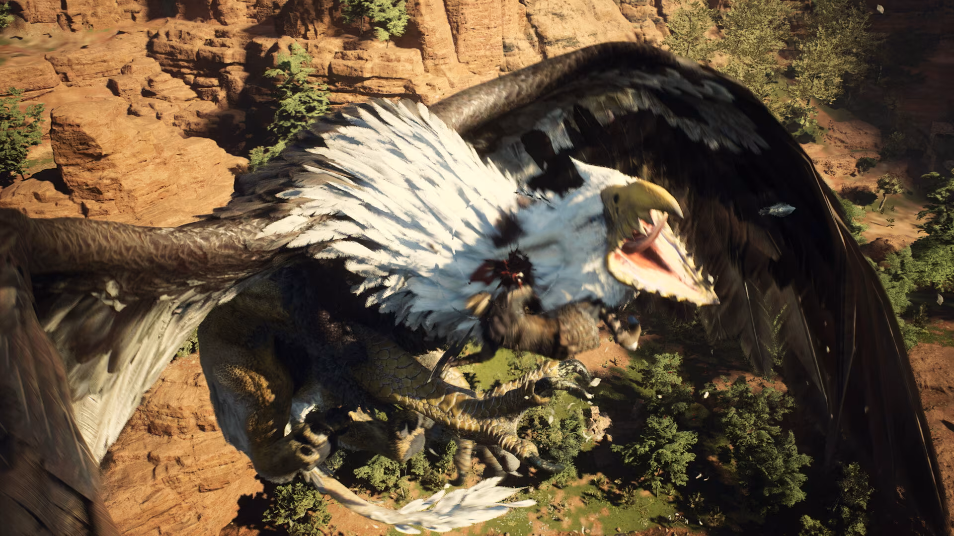 Majestic eagle flying over mountains