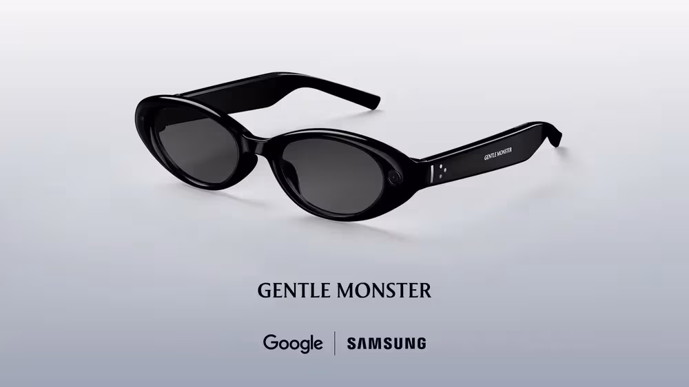 Gentle Monster black sports glasses with tinted lenses