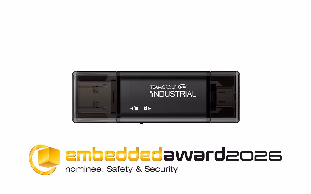 TEAMGROUP INDUSTRIAL USB drive with safety and security logo
