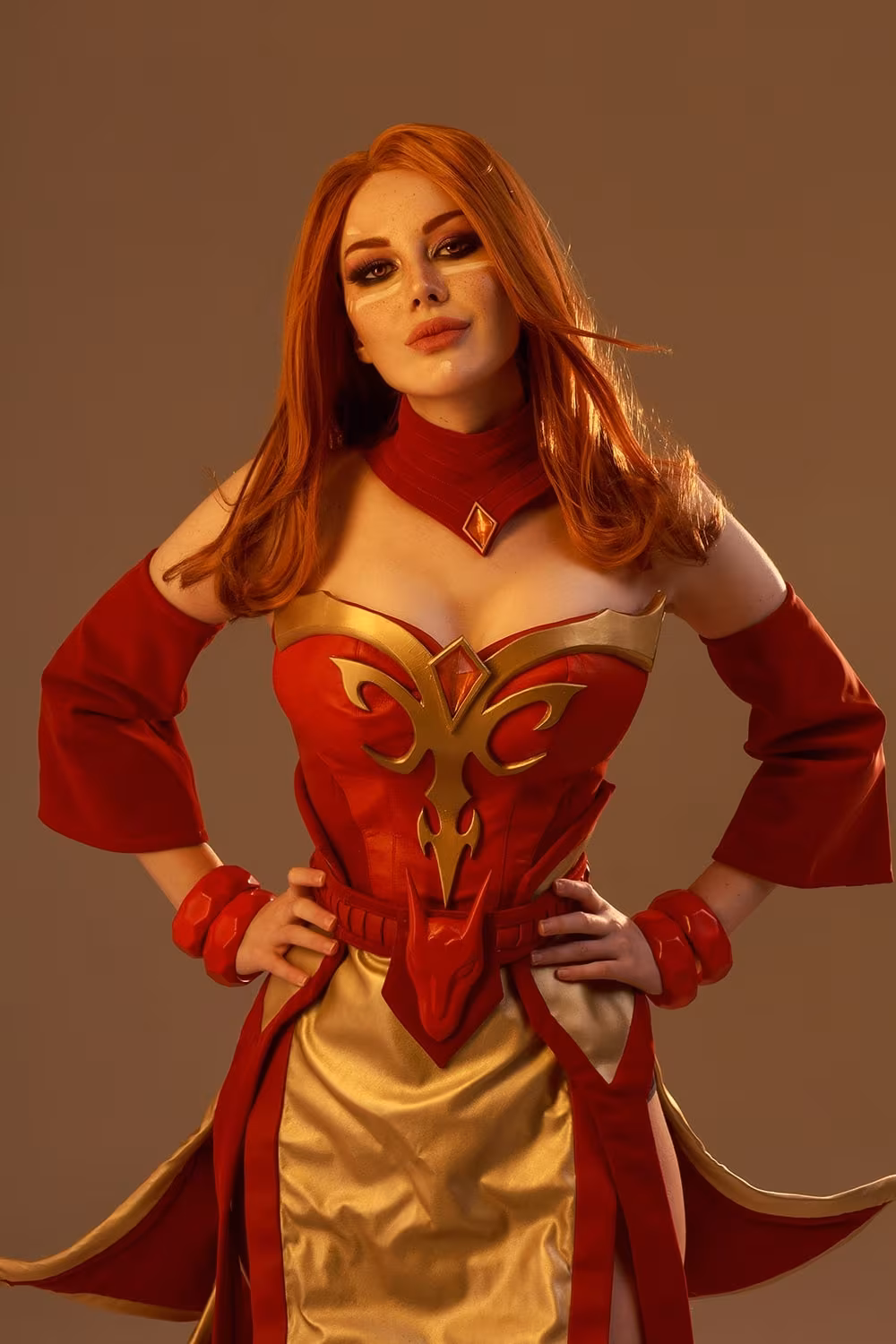 Lina cosplay by Russian model with intense gaze