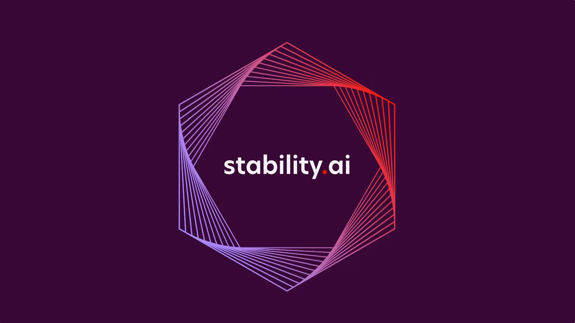 Display showing stability.ai logo on blue background