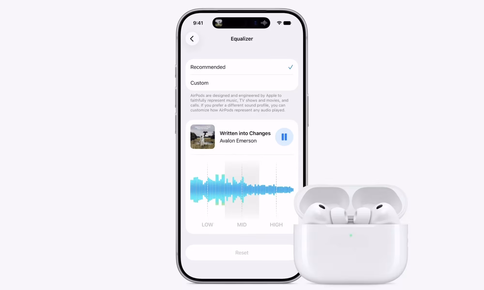 Apple AirPods and iPhone with sound app