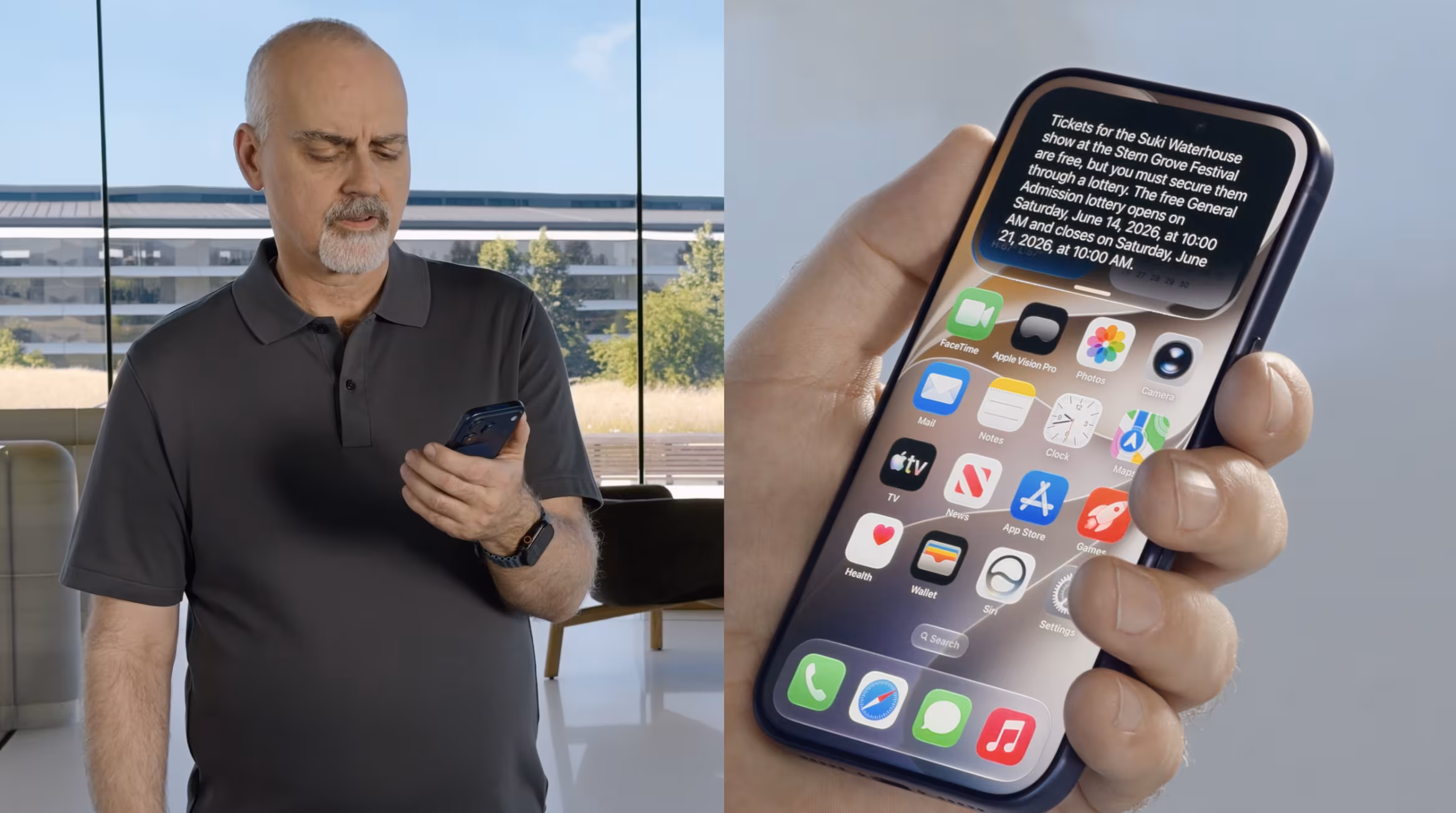 Person with smartwatch and smartphone receiving WWDC 2026 notification