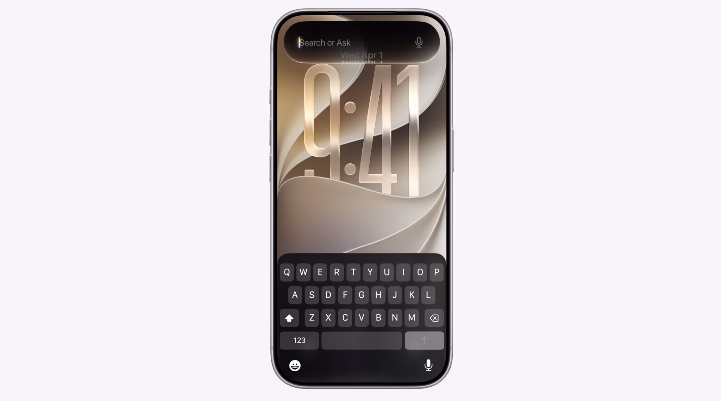Smartphone with white screen and Apple iPhone keyboard