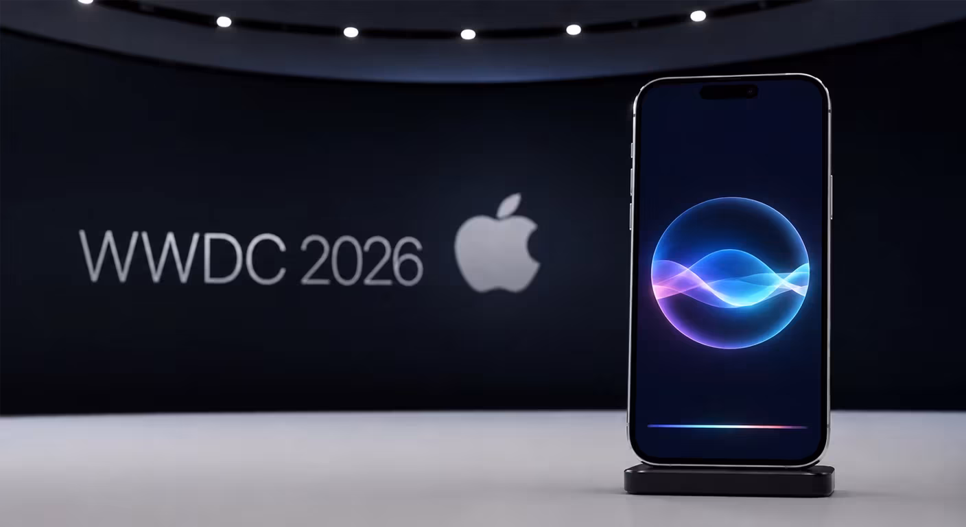 iPhone charging on stand at WWDC 2026