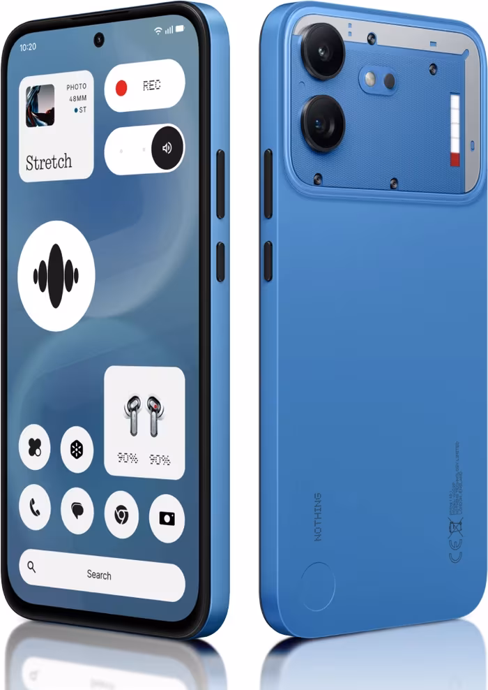 Nothing Phone (4b) with dual cameras in blue