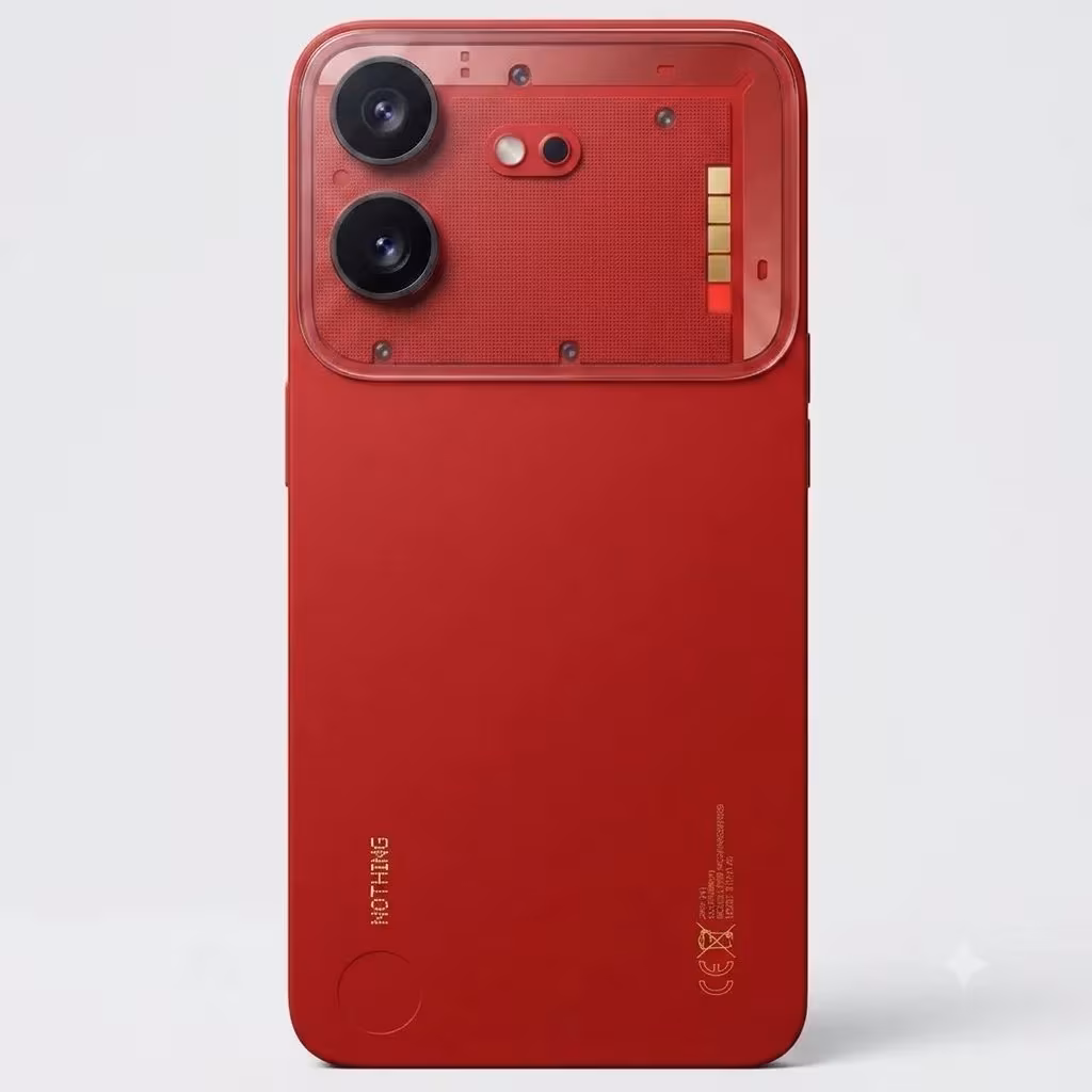 Red Nothing Phone (4b) with dual cameras