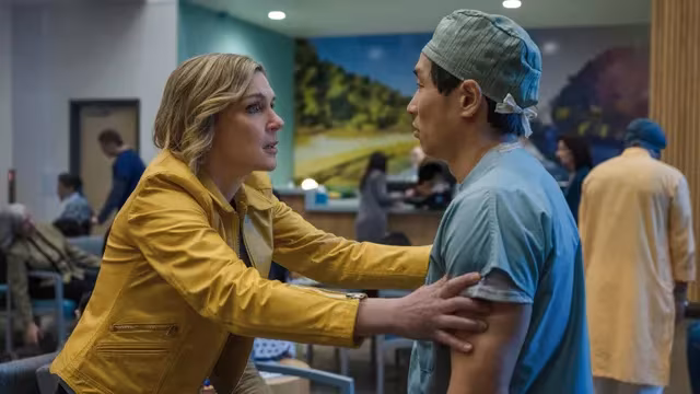 Two women in medical center from sci-fi Apple TV series
