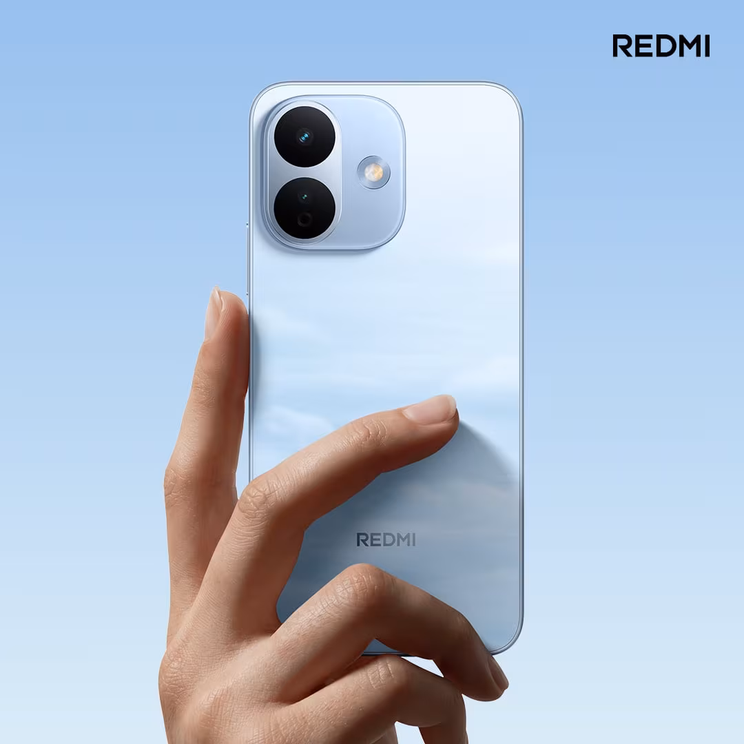 Pink Redmi Note 17 smartphone with dual cameras