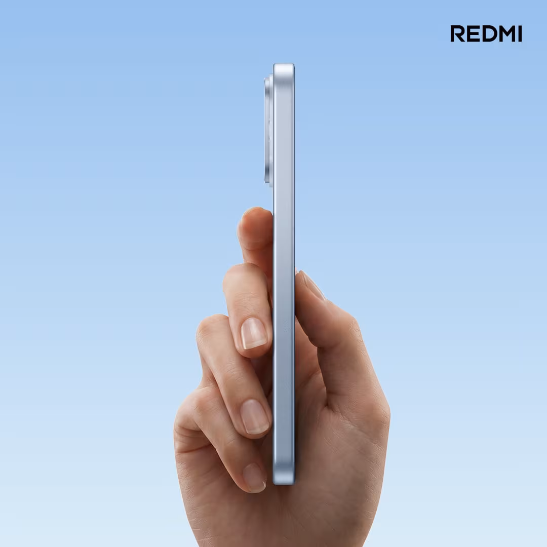 Side view of Redmi Note 17 held in hand