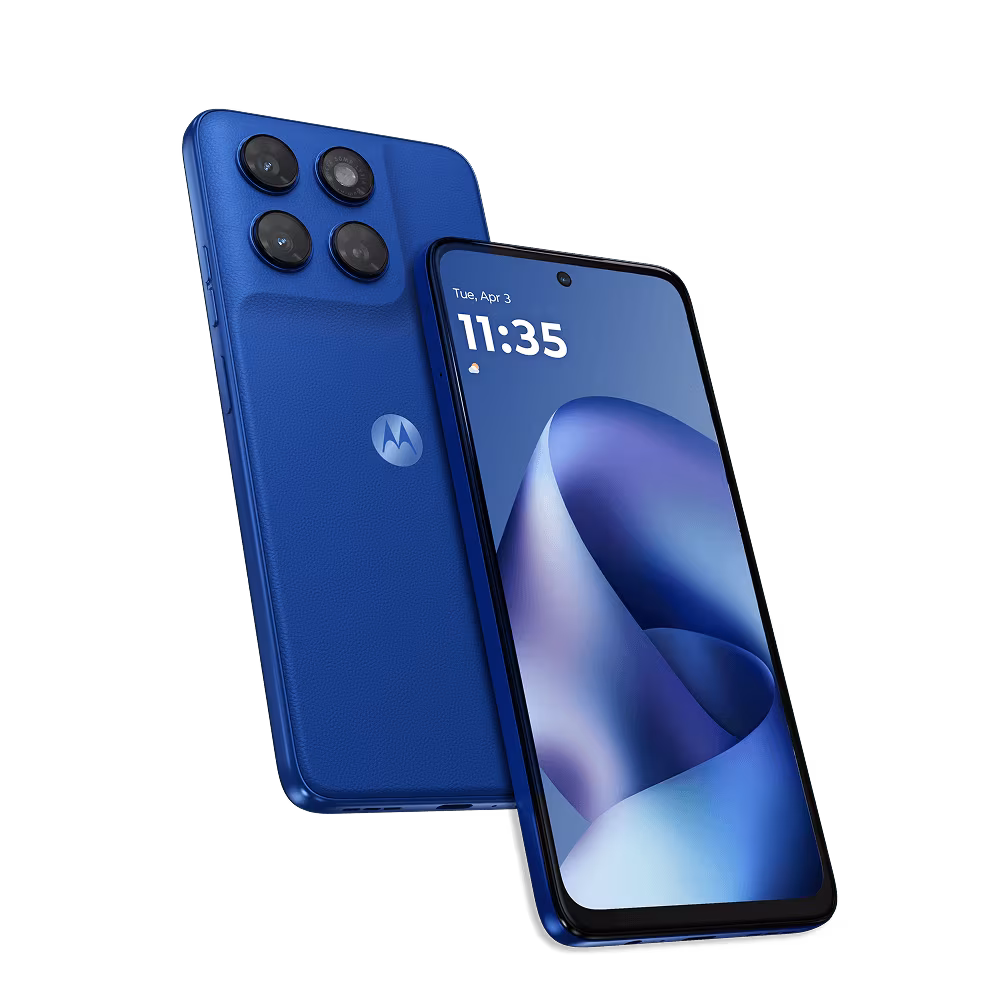 Blue Motorola Moto G77 Power with four cameras