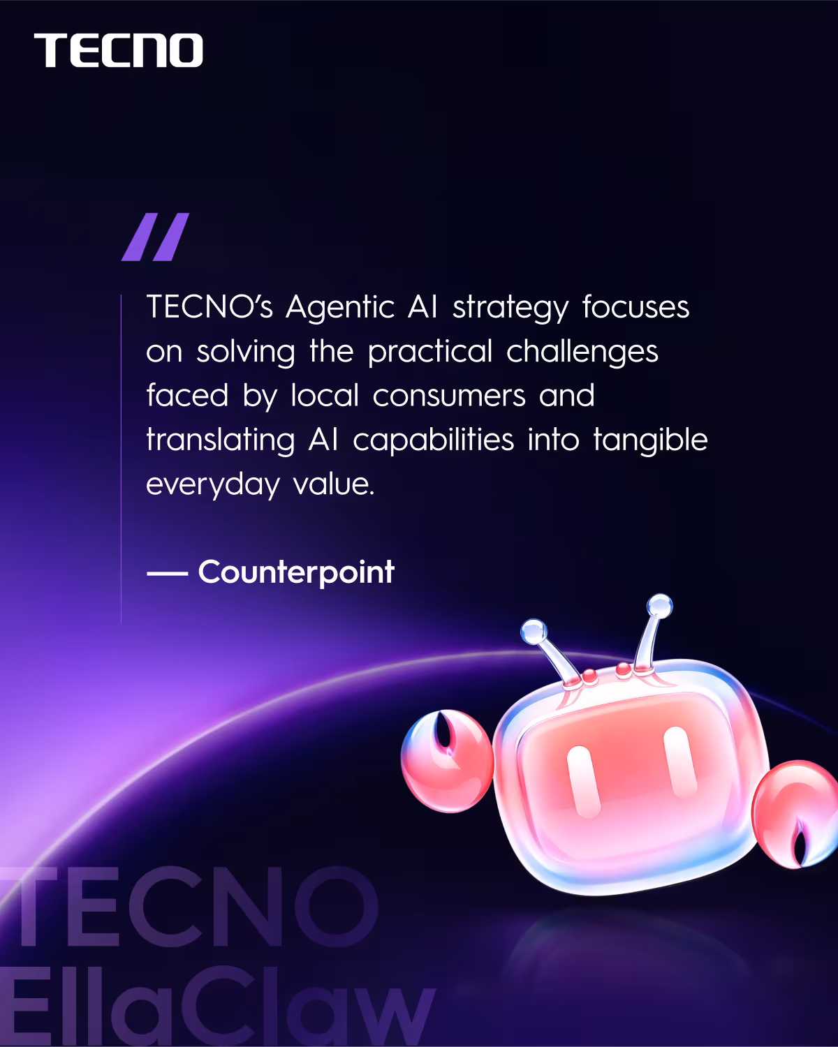 TECNO robot assistant with antenna and display for Counterpoint